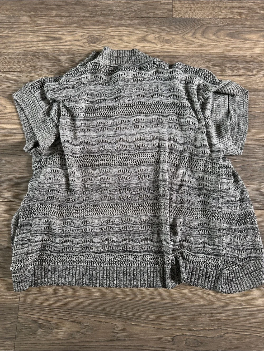 Lane Bryant Gray Open-Knit Short Sleeve Shrug